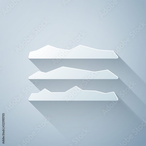 Paper cut Strips of cocaine or heroin drug icon isolated on grey background. Paper art style. Vector Illustration