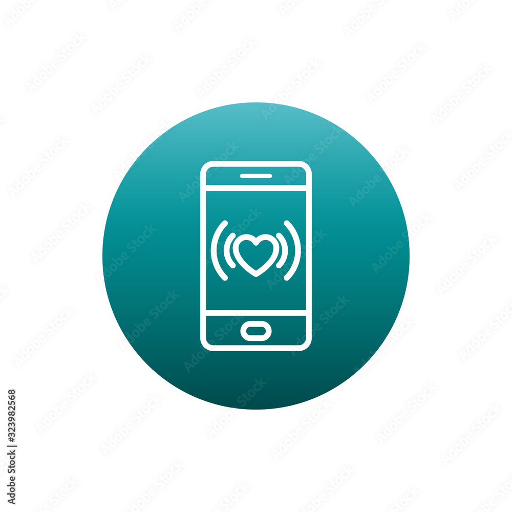 Heart inside smartphone block gradient style icon vector design Heart inside smartphone block gradient style icon vector design