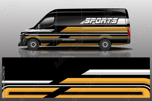 van car decal wrap design vector