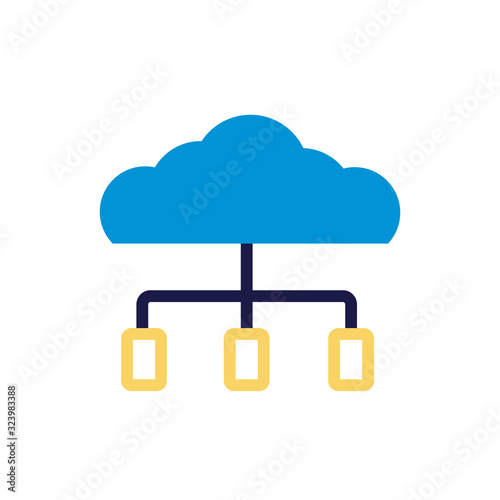 cloud computing with lines network lineal color style