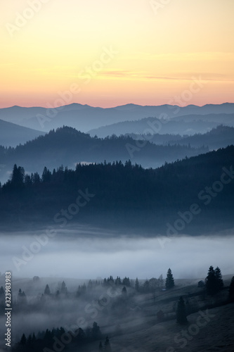 Mist on valley in first ray...