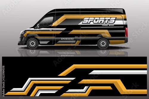 van car decal wrap design vector