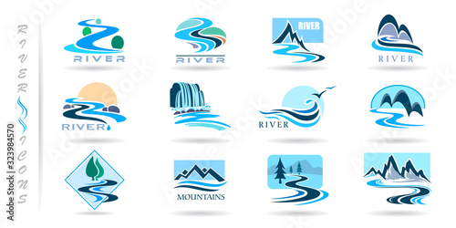 Commercial icons of rivers and mountains photo