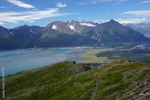 Fototapeta Naklejka Na Ścianę i Meble -  Bautiful view on the bay from mountains in Seaword Alaska