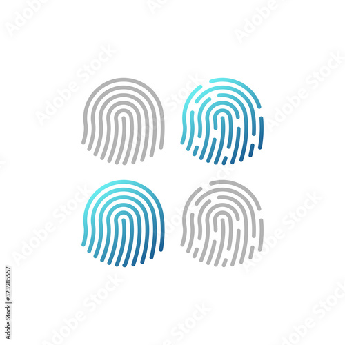 Fingerprint biometric identification vector icon. Finger print blue gradient simple symbol.