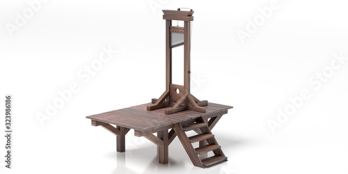 Guillotine isolated against white background. 3d illustration