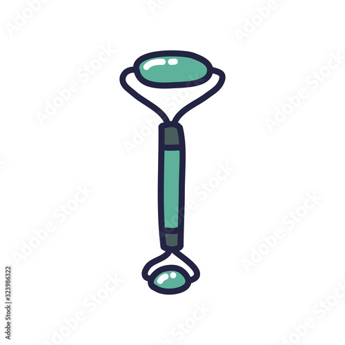 facial massager doodle icon, vector illustration