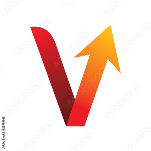 red color letter v check arrow logo design