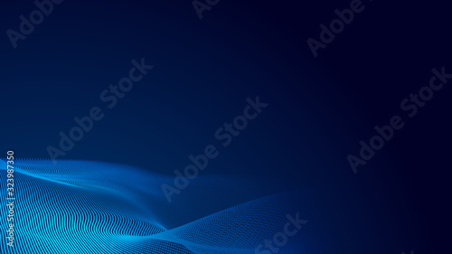 Dot blue wave light screen gradient texture background. Abstract technology big data digital background. 3d rendering. © Papapig