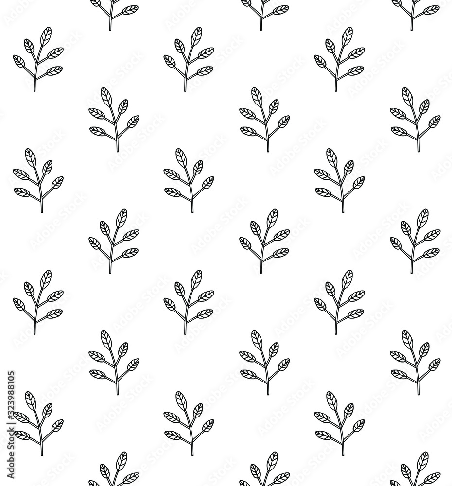 Vector seamless pattern of hand drawn doodle sketch floral branch isolated on white background