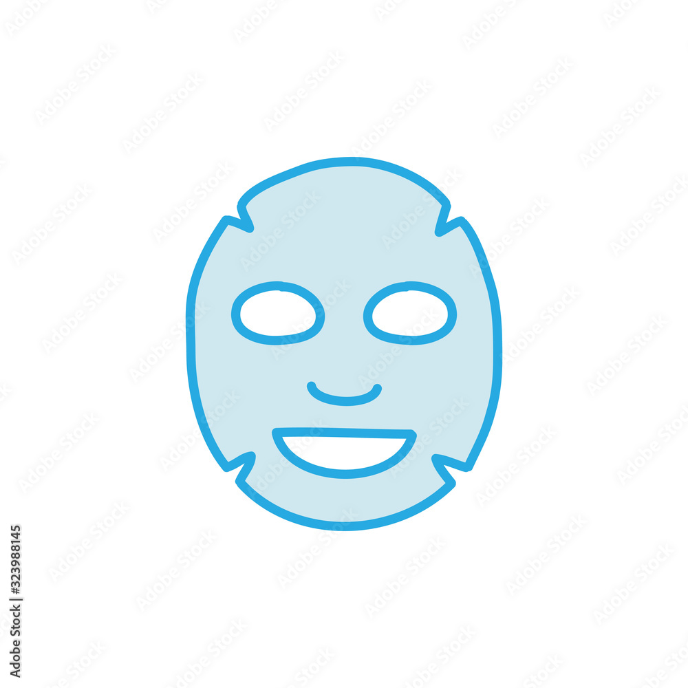 face sheet mask doodle icon, vector illustration