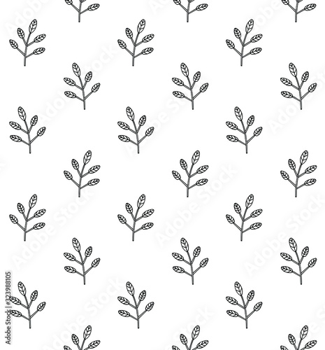 Vector seamless pattern of hand drawn doodle sketch floral branch isolated on white background © Sweta