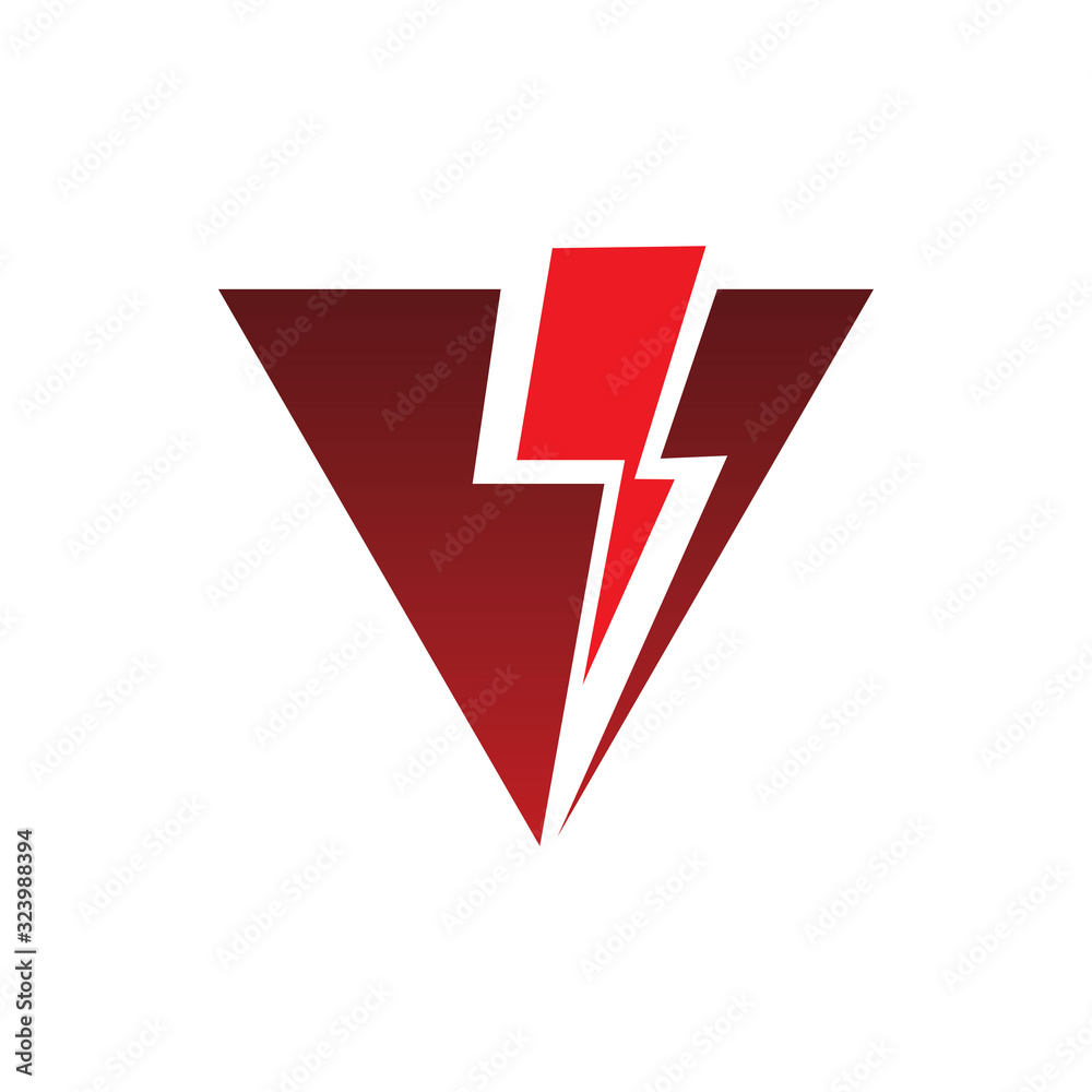 red triangle letter v lightning energy logo design red triangle letter v lightning energy logo design