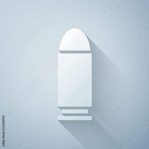 Paper cut Bullet icon isolated on grey background. Paper art style. Vector Illustration