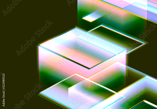 Wallpaper Mural 3D Visualization of data and glitch technology background. Abstract technology innovation future digital background. 3d rendering. Torontodigital.ca