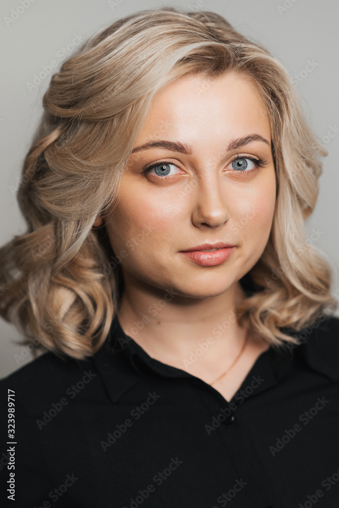 Portrait of young Caucasian blonde girl with Nude makeup Portrait of young Caucasian blonde girl with Nude makeup