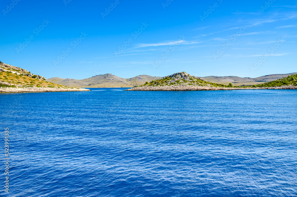 Landscape of Mediterranean Sea, Croatia, Islands of archipelago Kornati, vacation travel destination. Landscape of Mediterranean Sea, Croatia, Islands of archipelago Kornati, vacation travel destination.