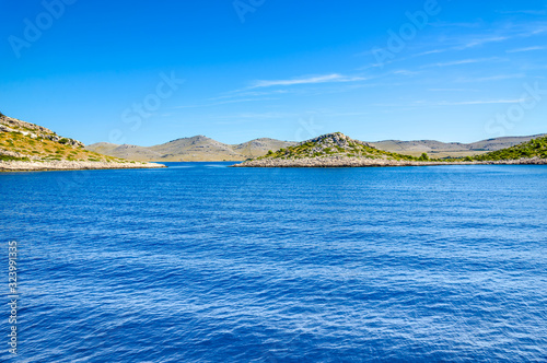 Landscape of Mediterranean Sea, Croatia, Islands of archipelago Kornati, vacation travel destination.