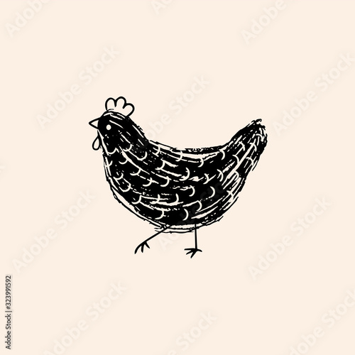 Vintage hen silhouette.