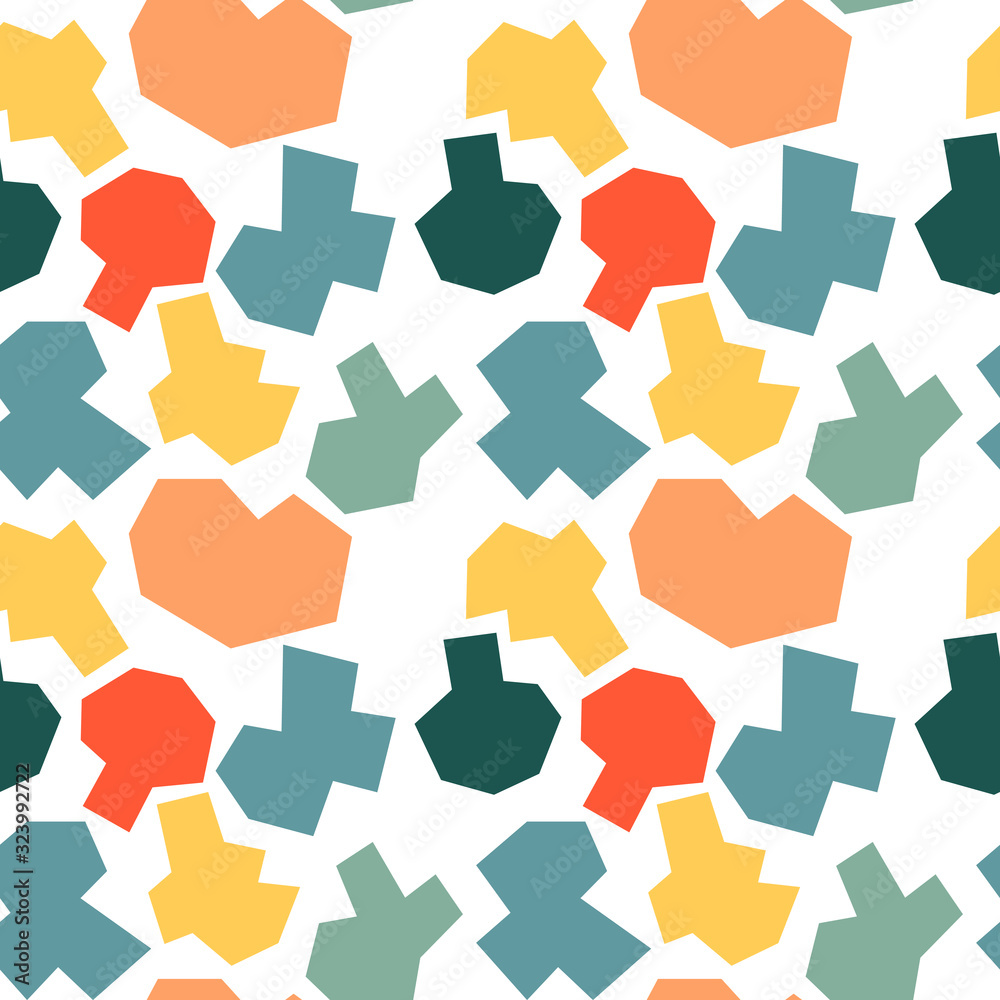 Trendy seamless pattern with graphic abstract shapes. Geometric wallpaper, cover design. Trendy seamless pattern with graphic abstract shapes. Geometric wallpaper, cover design.