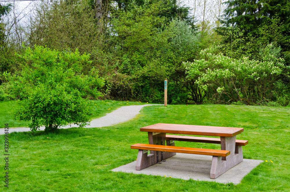 A picnic table at Derby Reach Regional Park, British Columbia, Canada. A picnic table at Derby Reach Regional Park, British Columbia, Canada.