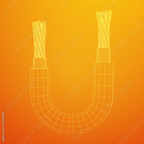 Electrical cable cleared wire. Wireframe low poly mesh vector illustration photo