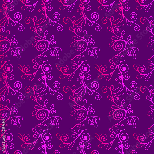 Seamless vector illustration, floral pink and dark pink gradient pattern. 