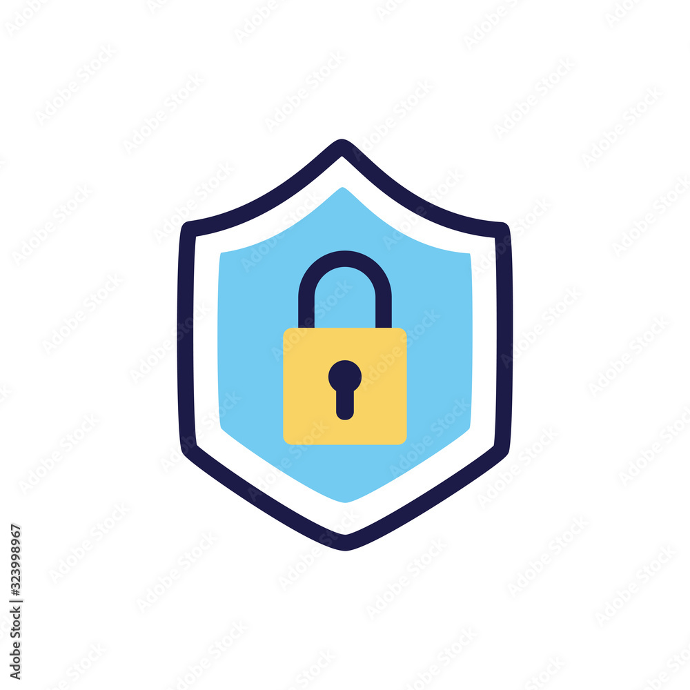 shield with padlock lineal color style