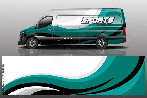 van car decal wrap design vector