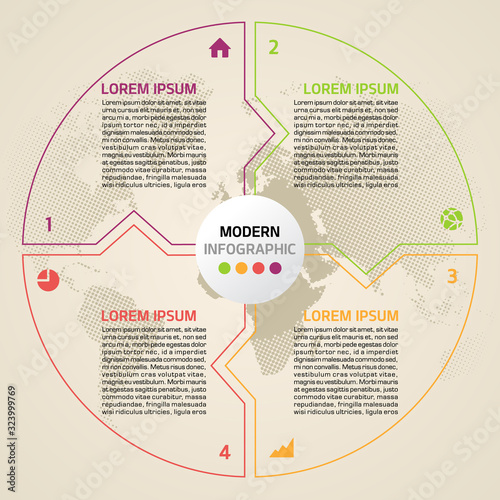 Modern colorful infographics options template vector with colorful outline circle