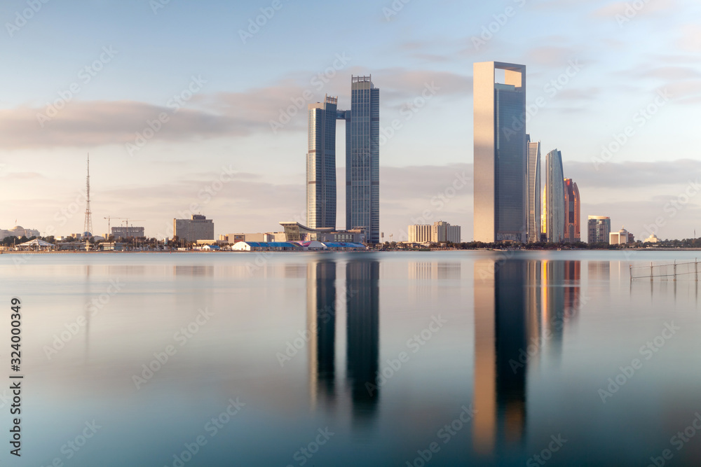 Abu Dhabi skyline during the peaceful morning