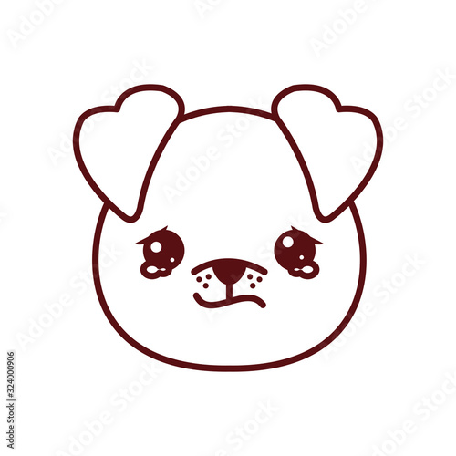 Cute kawaii dog cartoon crying line style icon vector design