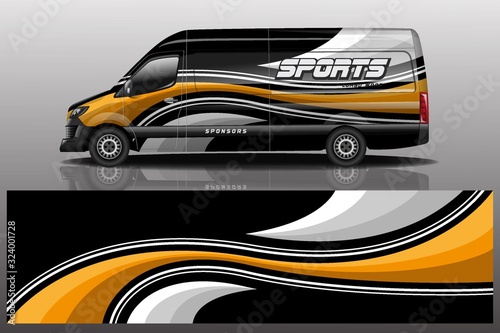 van car decal wrap design vector