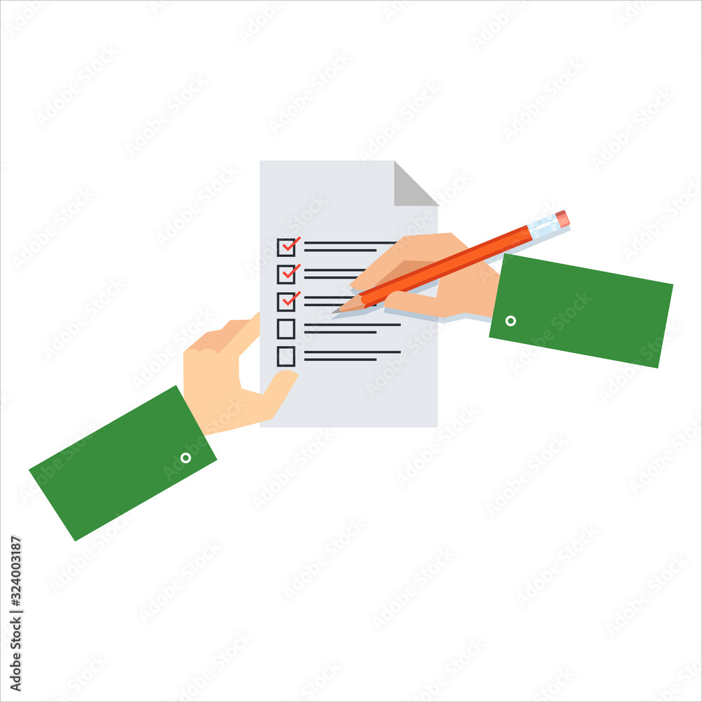 Pooling checking with mark. Business plan. Hand write on a paper illustration icon. Writing Symbol, Create brief in a white paper. Pooling checking with mark. Business plan. Hand write on a paper illustration icon. Writing Symbol, Create brief in a white paper.