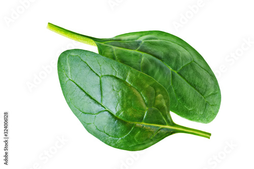 Spinach leaves on a white isolated background