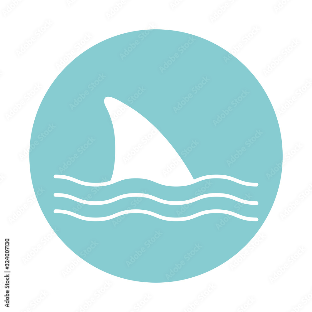 Isolated shark block style icon vector design Isolated shark block style icon vector design