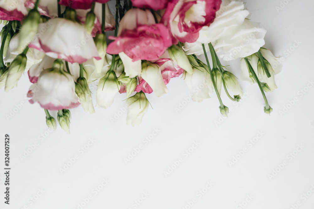 Beautiful spring bouquet with tender flowers, elegant floral decoration  - obrazy, fototapety, plakaty 