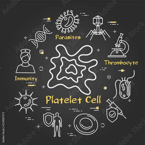 Vector black concept of bacteria and viruses - platelet cell icon