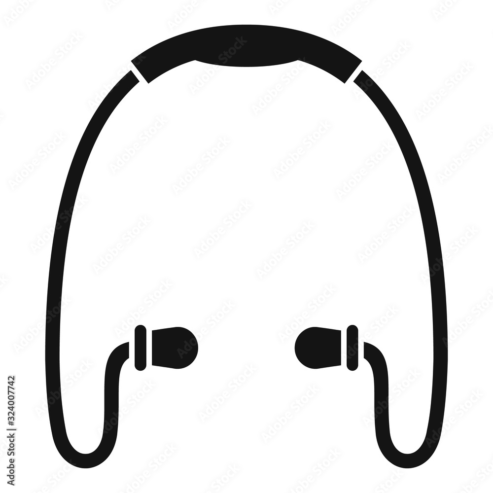 Sport wireless earbuds icon. Simple illustration of sport wireless earbuds vector icon for web design isolated on white background Sport wireless earbuds icon. Simple illustration of sport wireless earbuds vector icon for web design isolated on white background