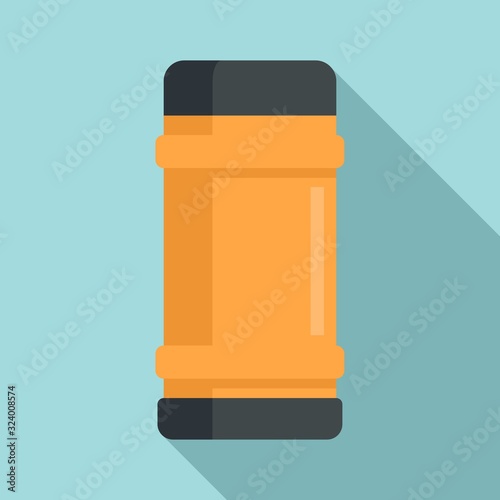Winter thermo bottle icon. Flat illustration of winter thermo bottle vector icon for web design