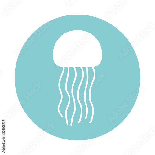 Isolated jellyfish block style icon vector design