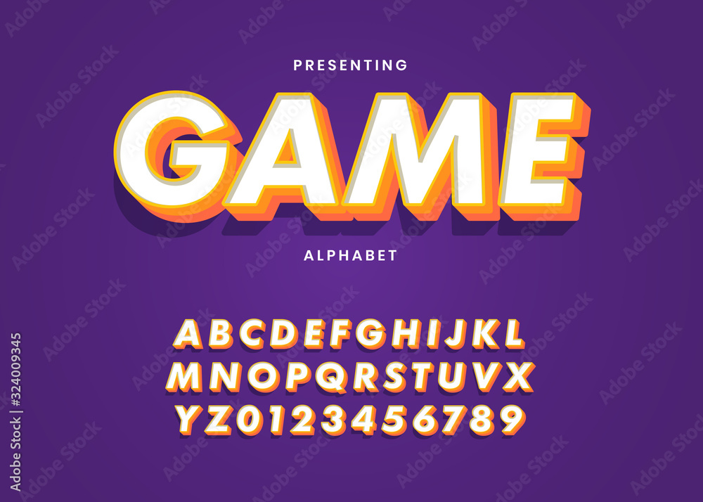 Modern and cool text effect with 3d bold style. Set of alphabet and number for poster headline, advertisement, logo branding