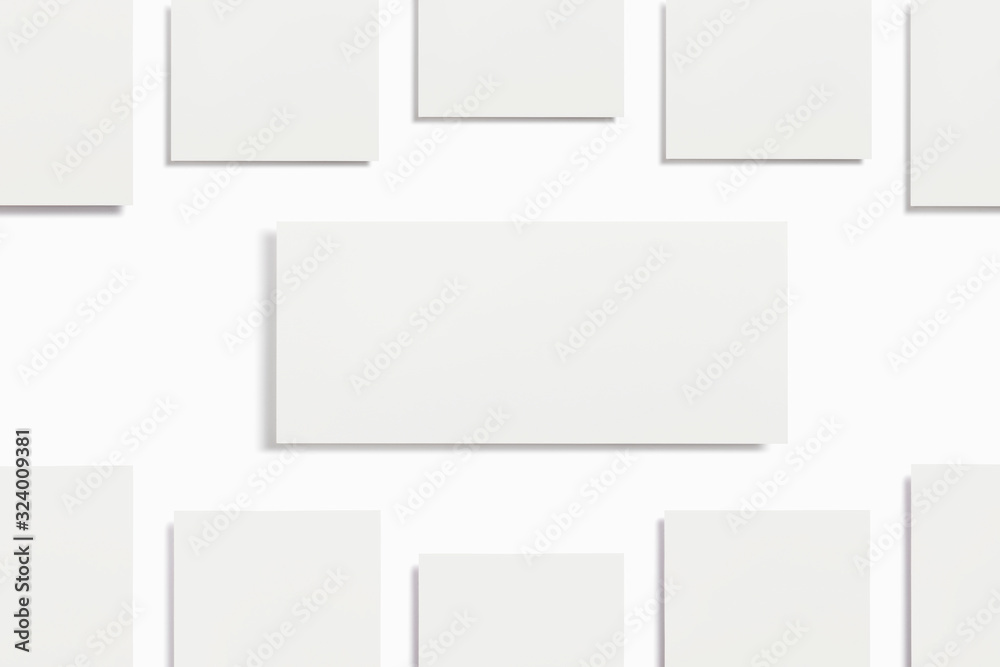 Mood-board composition template, boards of inspiration, stories and portraits with blank photo cards, frame glued with adhesive tape on wooden background with geometric shadow overlay. Mood-board composition template, boards of inspiration, stories and portraits with blank photo cards, frame glued with adhesive tape on wooden background with geometric shadow overlay.