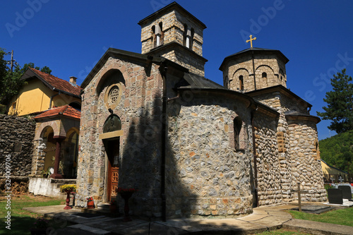 Saint John the Baptist monastery, one of Ovcar–Kablar Monasteries in Canyon of Western Morava River, Serbia photo