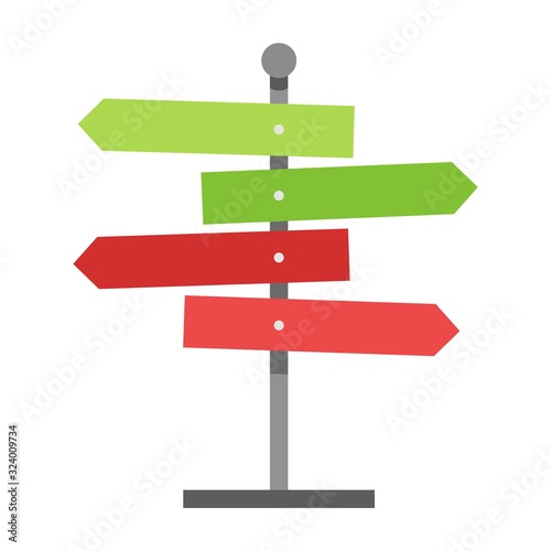 Signpost on white background, vector illustration