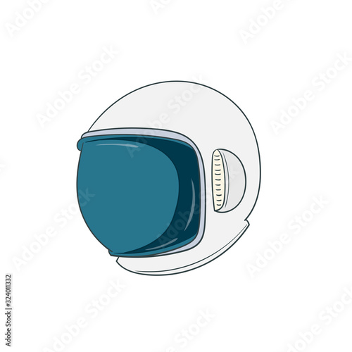 Cartoon helmet of an astronaut. Vector illustration. Isolated on a white background.