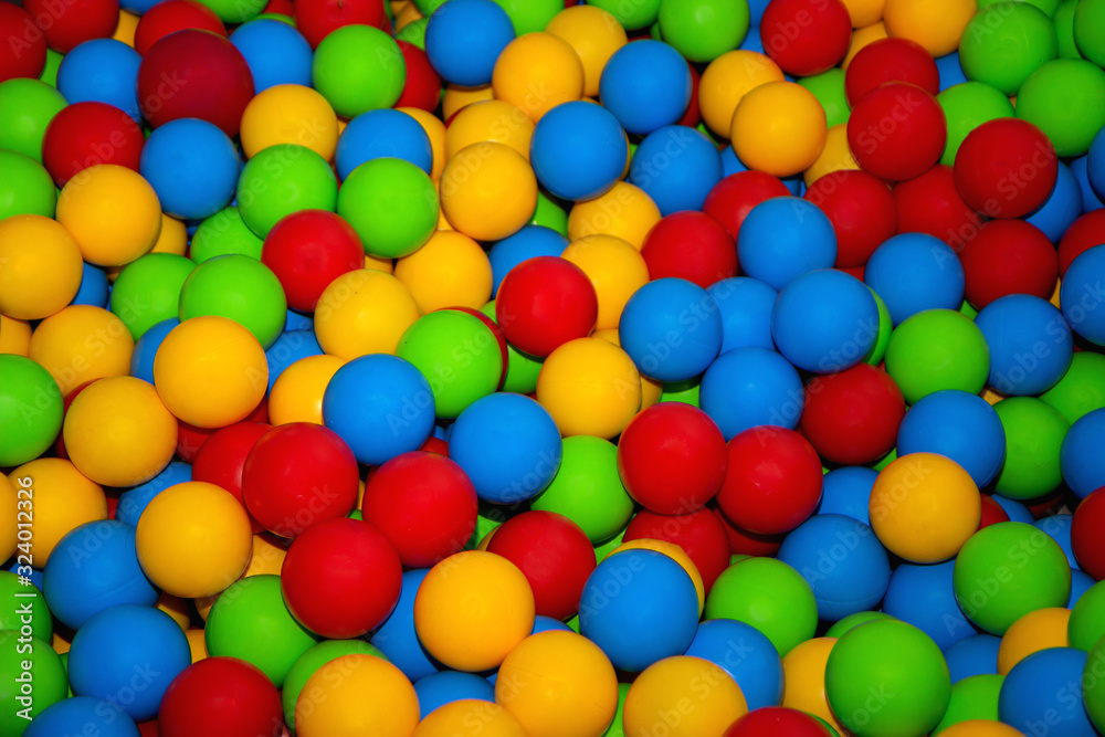 Children's playpen colorful balls. Top down view. Children's playpen colorful balls. Top down view.