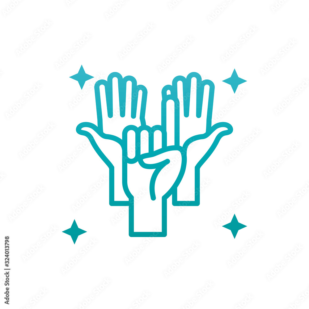 Isolated sign with hands gradient style icon vector design Isolated sign with hands gradient style icon vector design