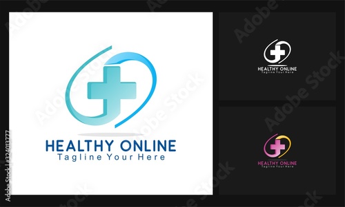 healthy online concept design logo
