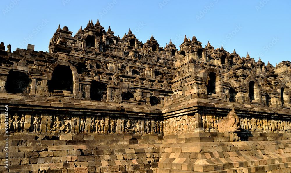 Dawn view of the Borobudur, Buddhist temple in Java